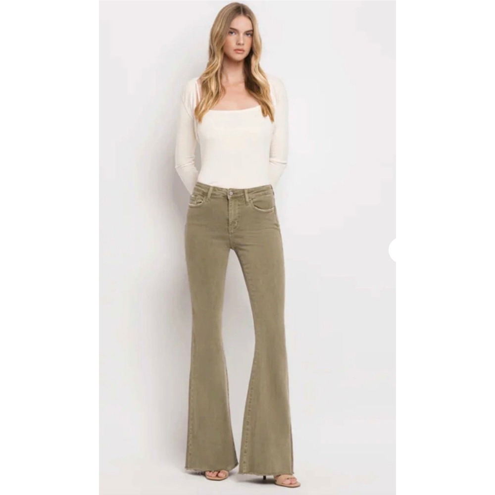 Vervet High Rise Super Flare Jean Olive Size 27